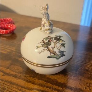 Herend White and Gold Ceramic Box with Floral Accents koi fish rare composition